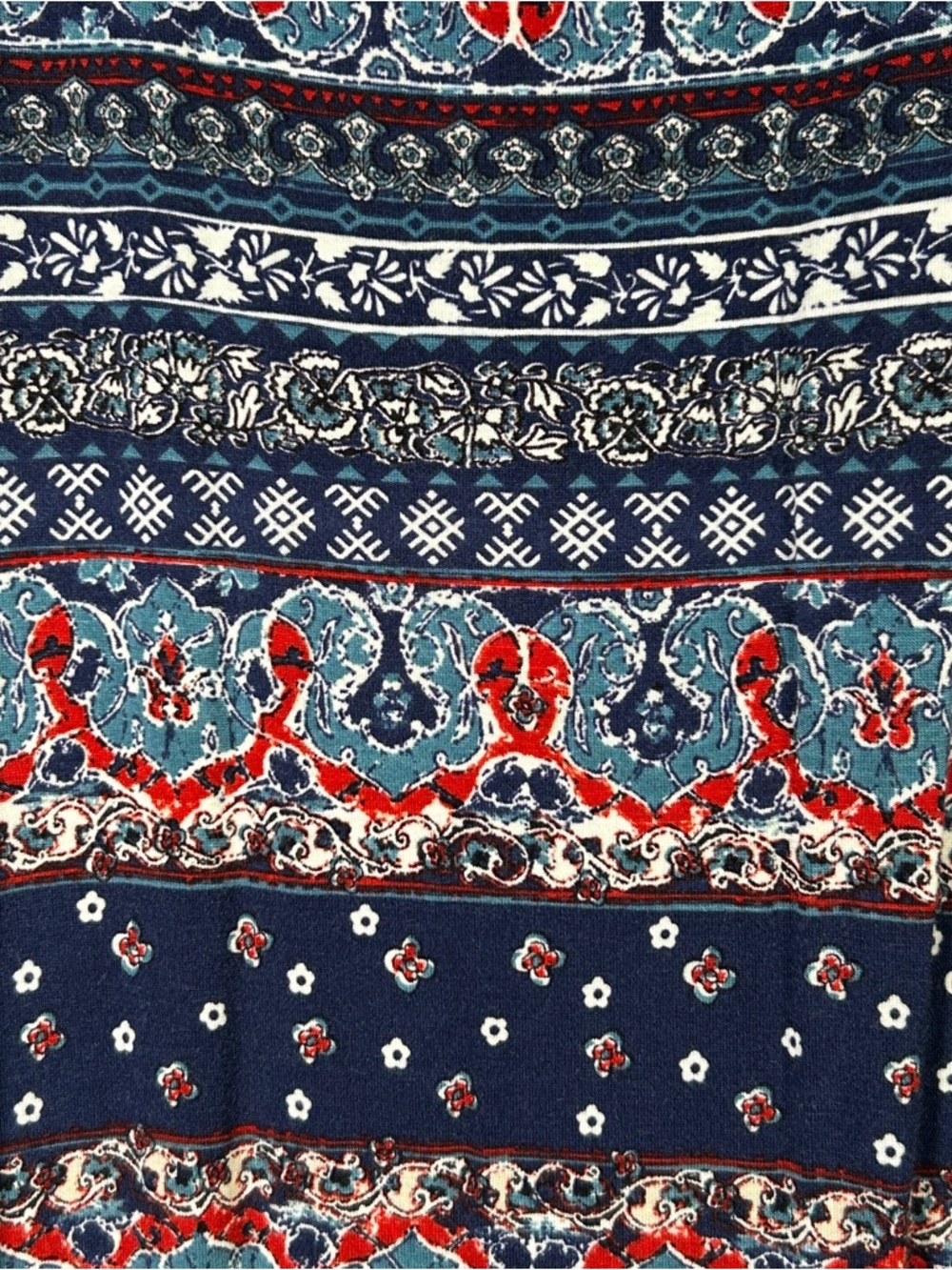 Boho‎ Navy and Red Printed Maxi Skirt - Picture 6 of 9